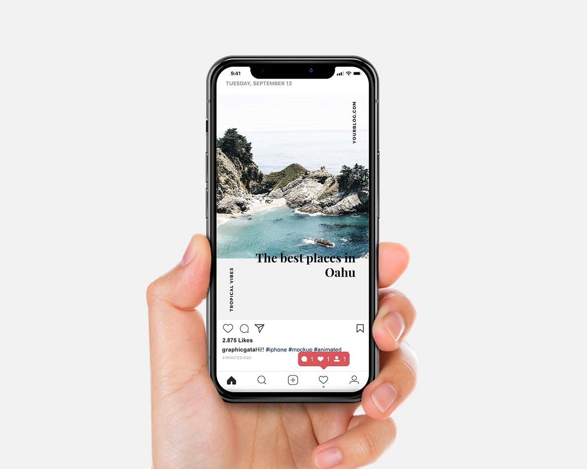 多角度iphonex手持手机样机psd素材下载