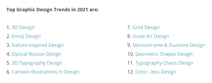2021年最新设计趋势发布，共有12种类型
