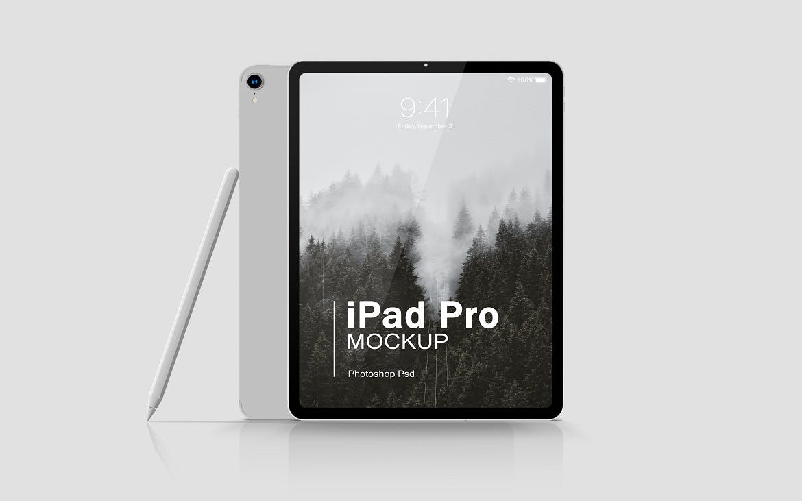 ipadpro正面完美角度场景psd样机素材