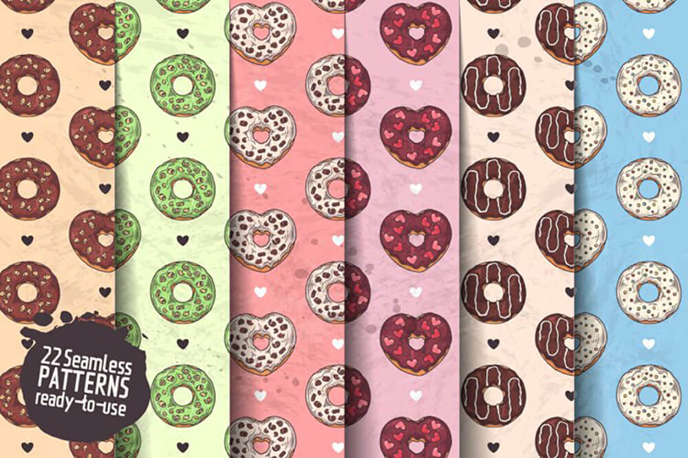甜甜圈甜食元素插画图案素材手绘可爱多彩AI/PNG矢量插画免抠设计素材