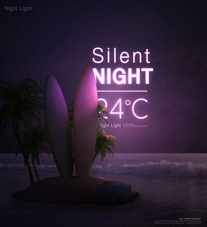 17款创意时尚夜间霓虹灯PSD合成海报素材源文件