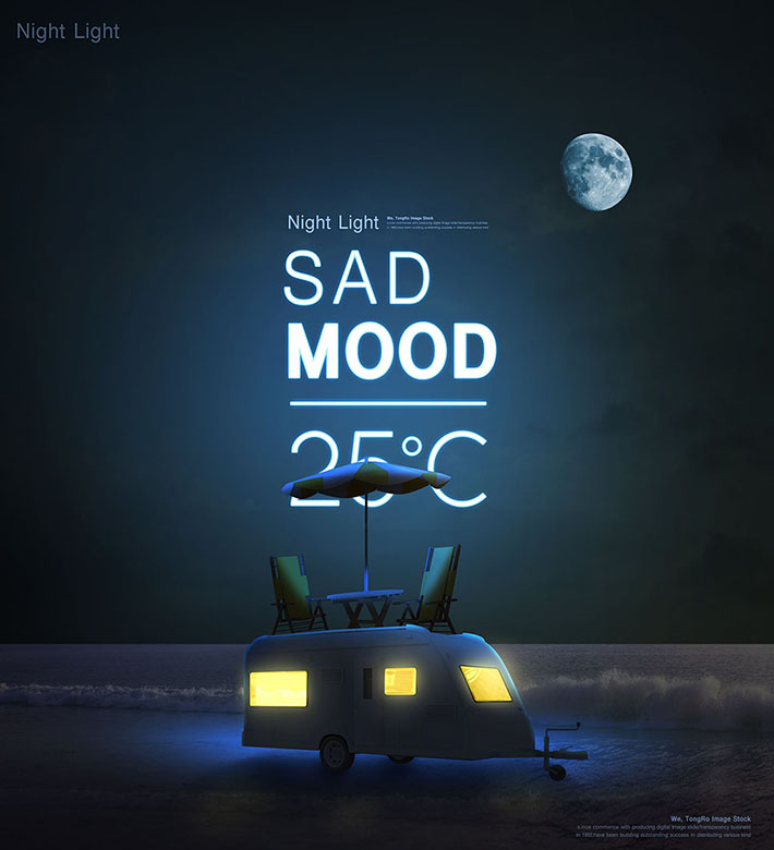 17款创意时尚夜间霓虹灯PSD合成海报素材源文件