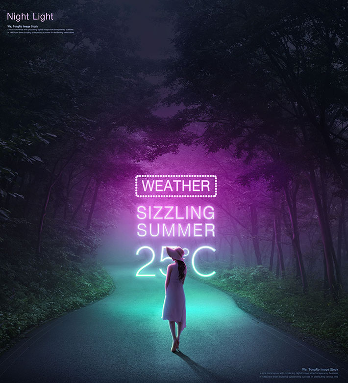 17款创意时尚夜间霓虹灯PSD合成海报素材源文件