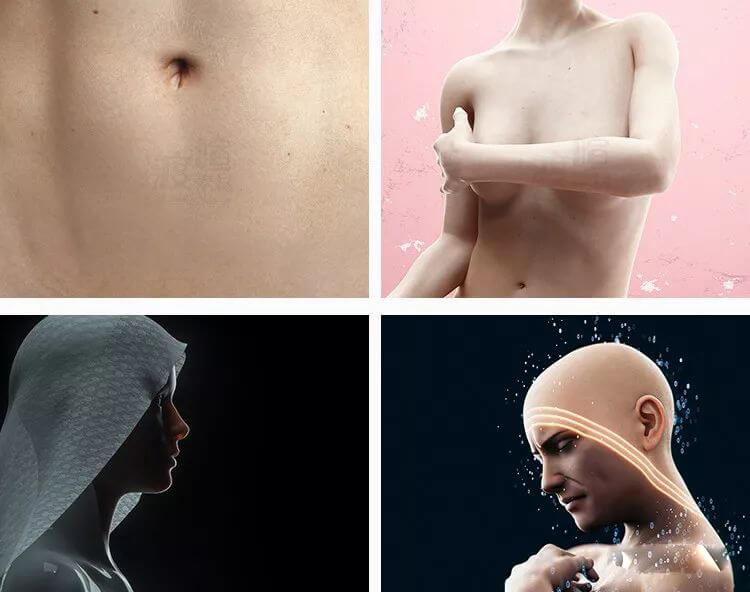 电影级人体C4D工程源文件合集！精细到每个毛孔!