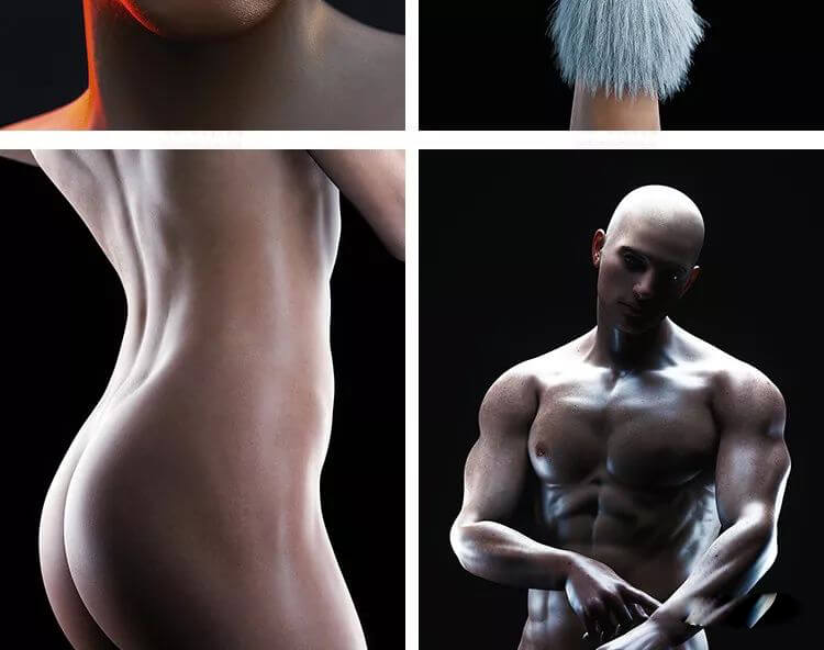 电影级人体C4D工程源文件合集！精细到每个毛孔!