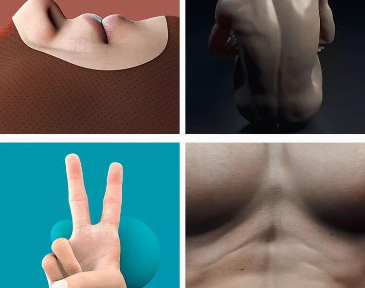 电影级人体C4D工程源文件合集！精细到每个毛孔!