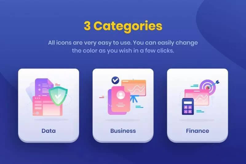 2020最新45个高端独特插图图标，商务/数据/财务风格，非常精美