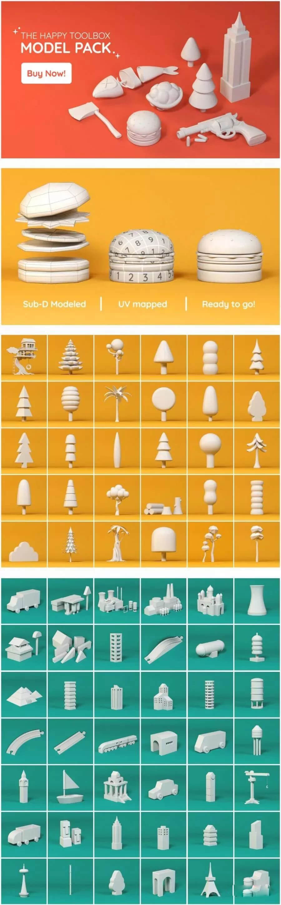 180款灰猩猩C4D单体模型源文件打包，找C4D素材有这些就够了