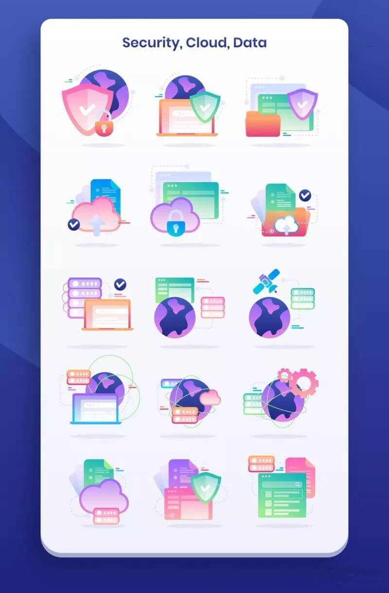 2020最新45个高端独特插图图标，商务/数据/财务风格，非常精美