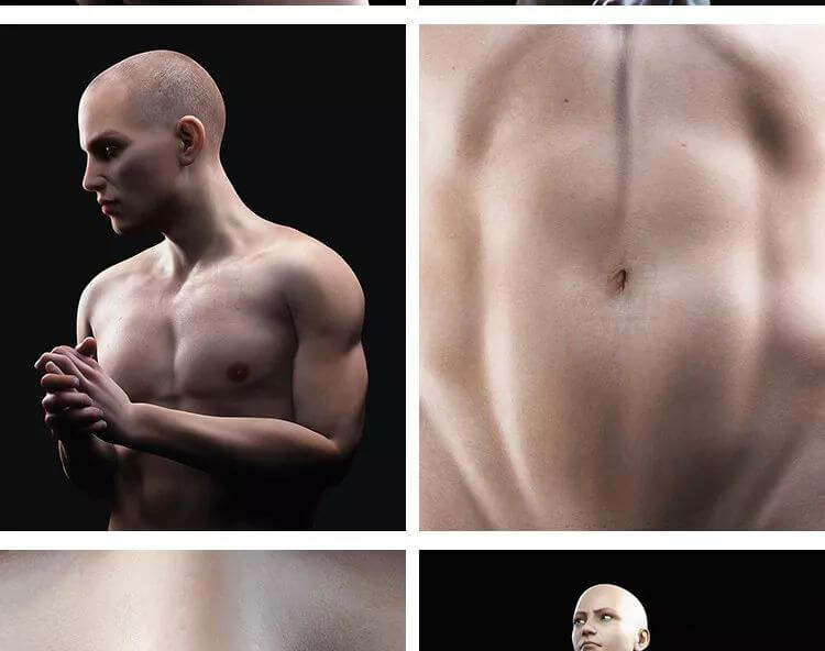 电影级人体C4D工程源文件合集！精细到每个毛孔!