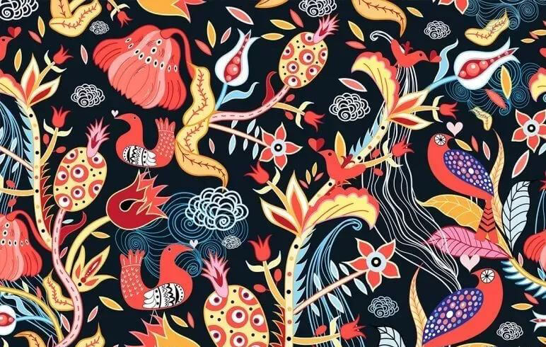 中式名族风特色插画花纹矢量背景素材