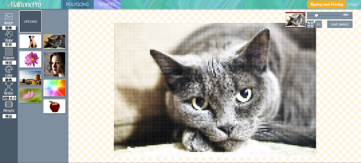 想做半色调+低多边形+条纹效果?这个网站可以帮你一键生成!
