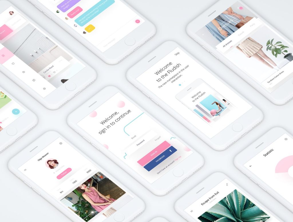一款小清新风格的社交APP UI Kit素材包打包下载