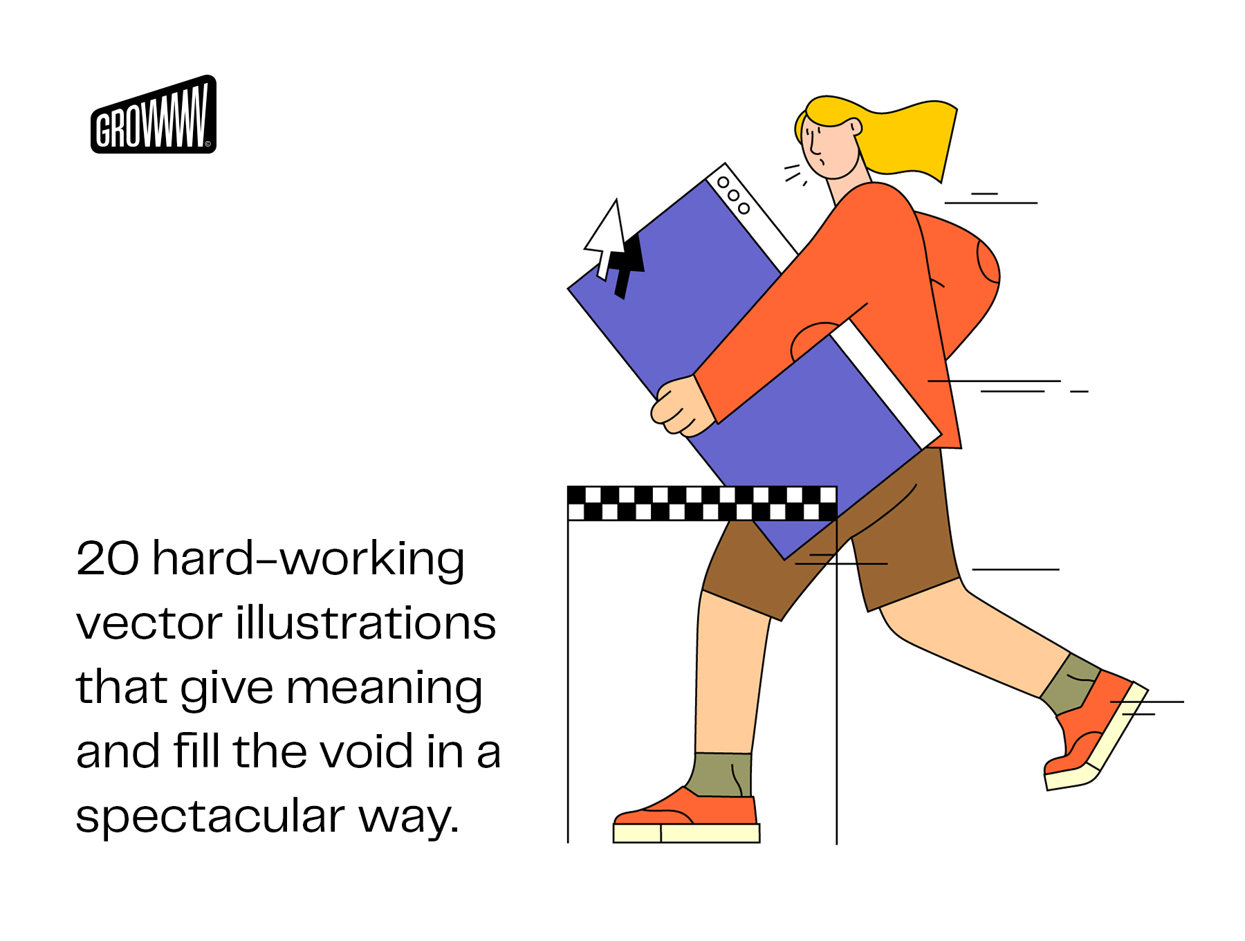 画风简洁轻松的工作场景插画素材