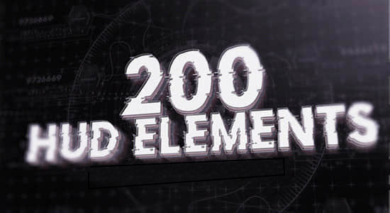 200个复古陈旧科技感HUD动态元素包