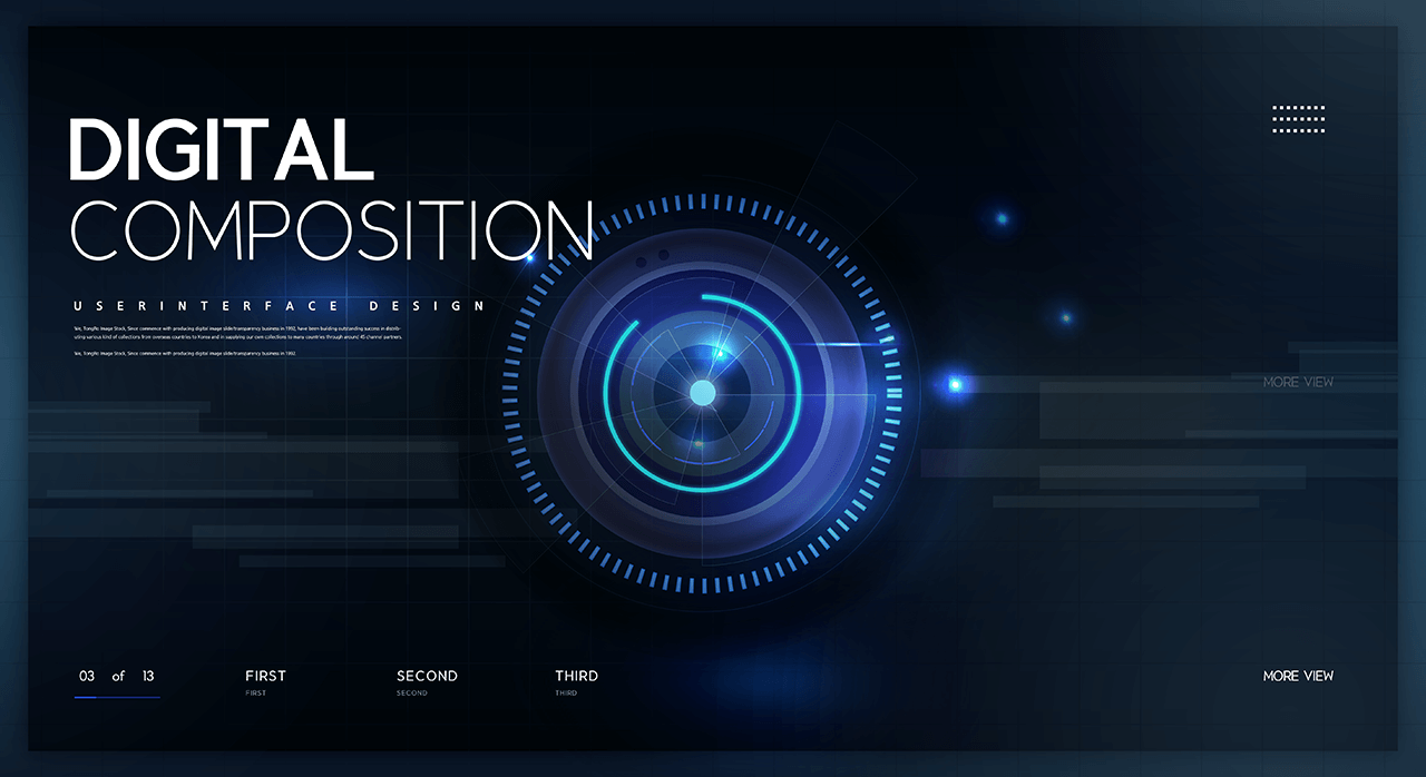 蓝色智能科技科幻元素线条光效大数据海报KV展板背景PSD设计素材