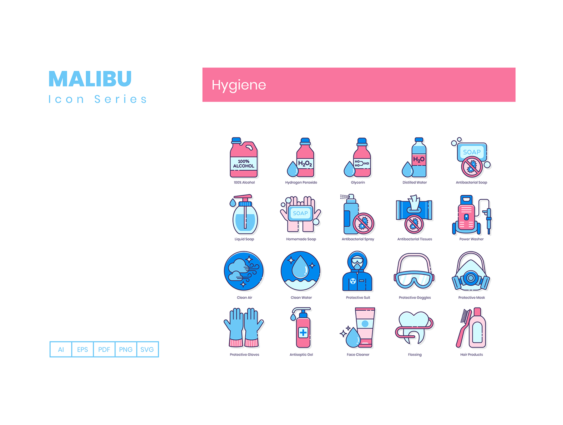60个非常有特色的粉蓝医疗类图标ICON下载