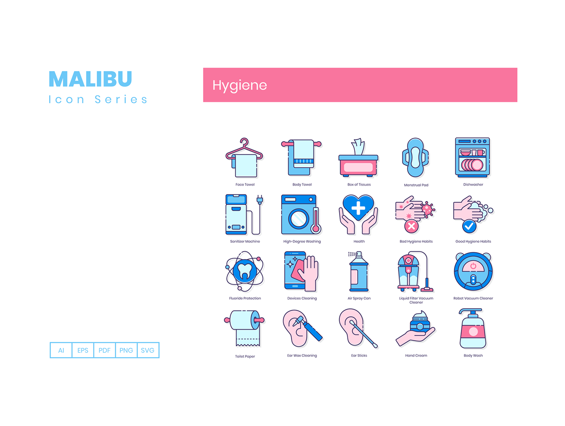 60个非常有特色的粉蓝医疗类图标ICON下载