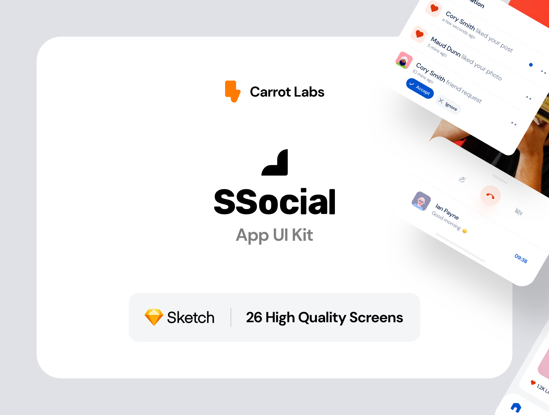 一套适用于社交平台的SKETCH UI素材包