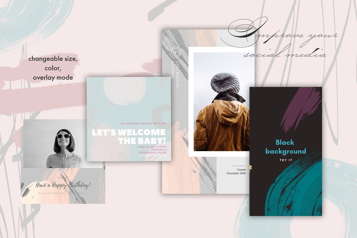 抽象涂鸦风格PS笔刷素材下载