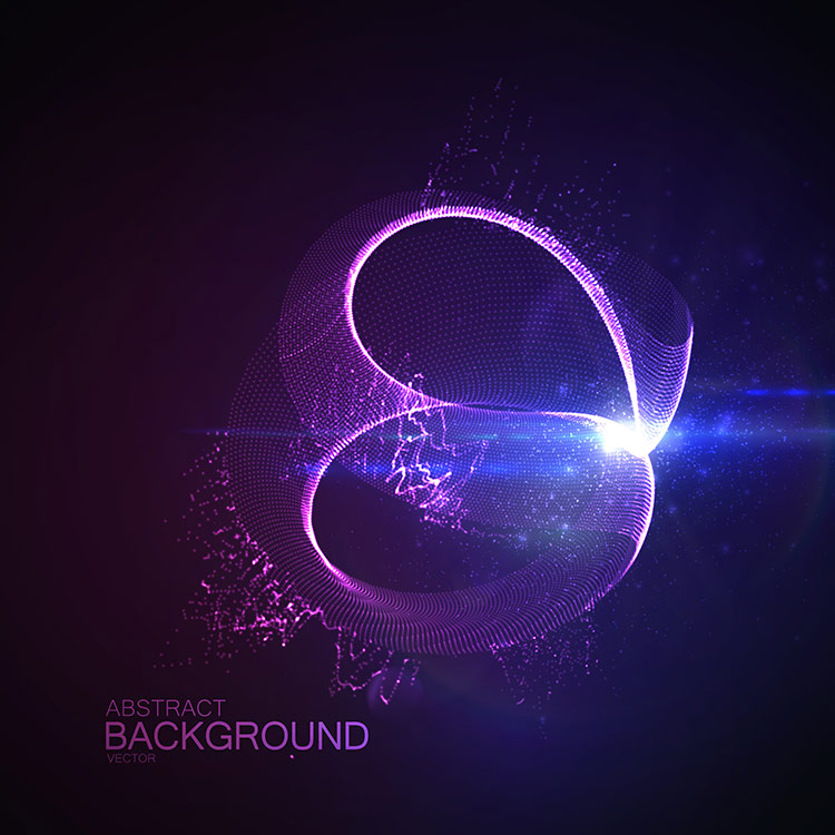 一组绚丽光影数码科技粒子光线矢量EPS素材