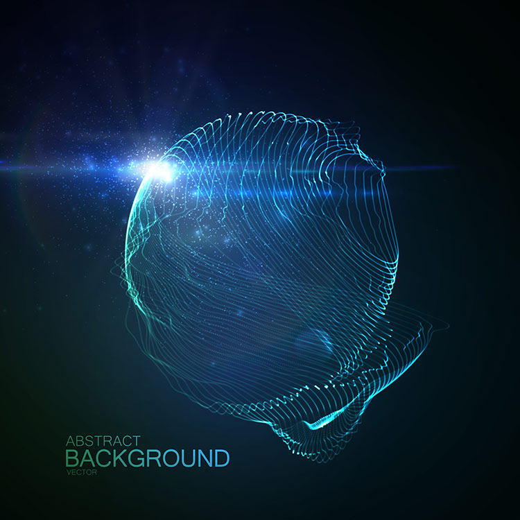 一组绚丽光影数码科技粒子光线矢量EPS素材