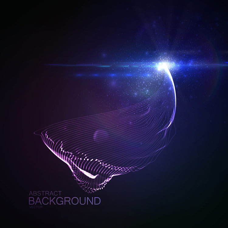 一组绚丽光影数码科技粒子光线矢量EPS素材