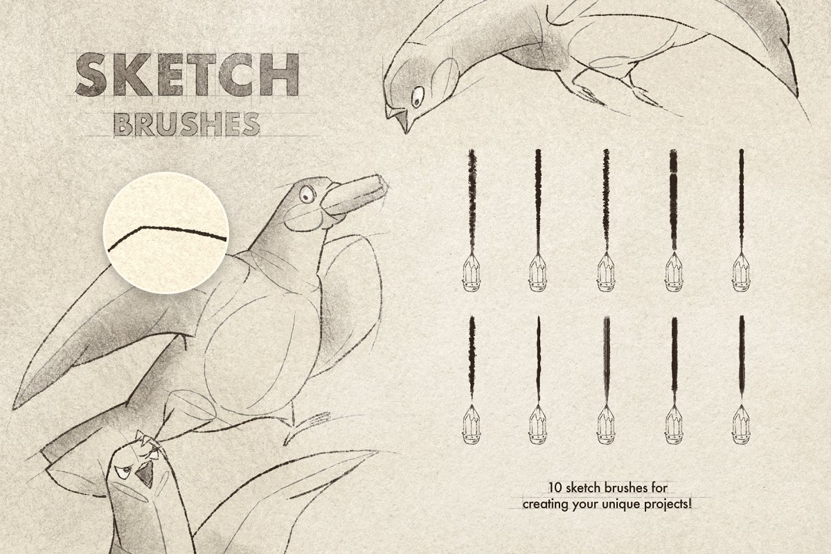 5种不同风格艺术绘画PS笔刷素材