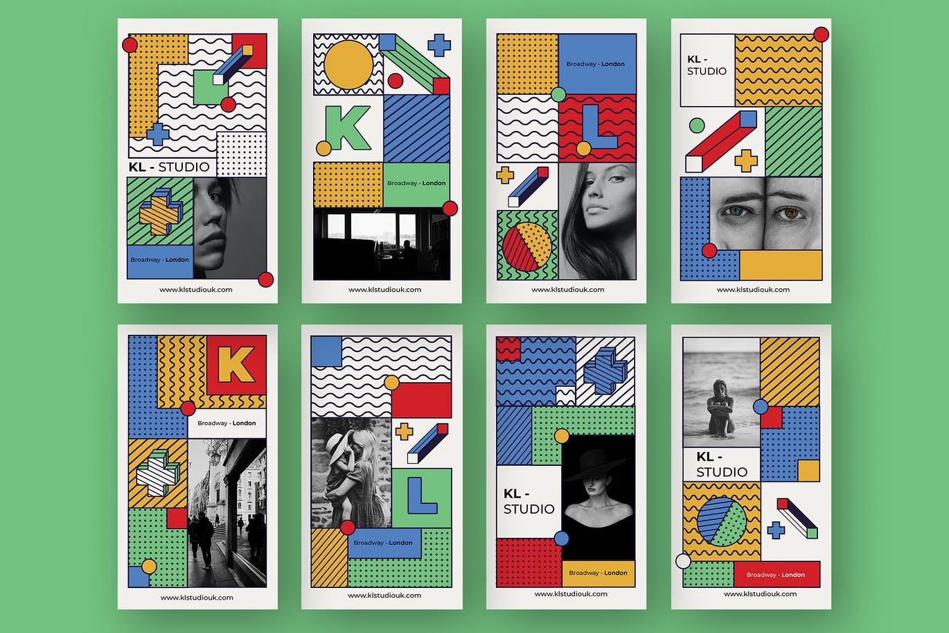 高端时尚波普艺术新孟菲斯风格海报设计PSD模板素材包