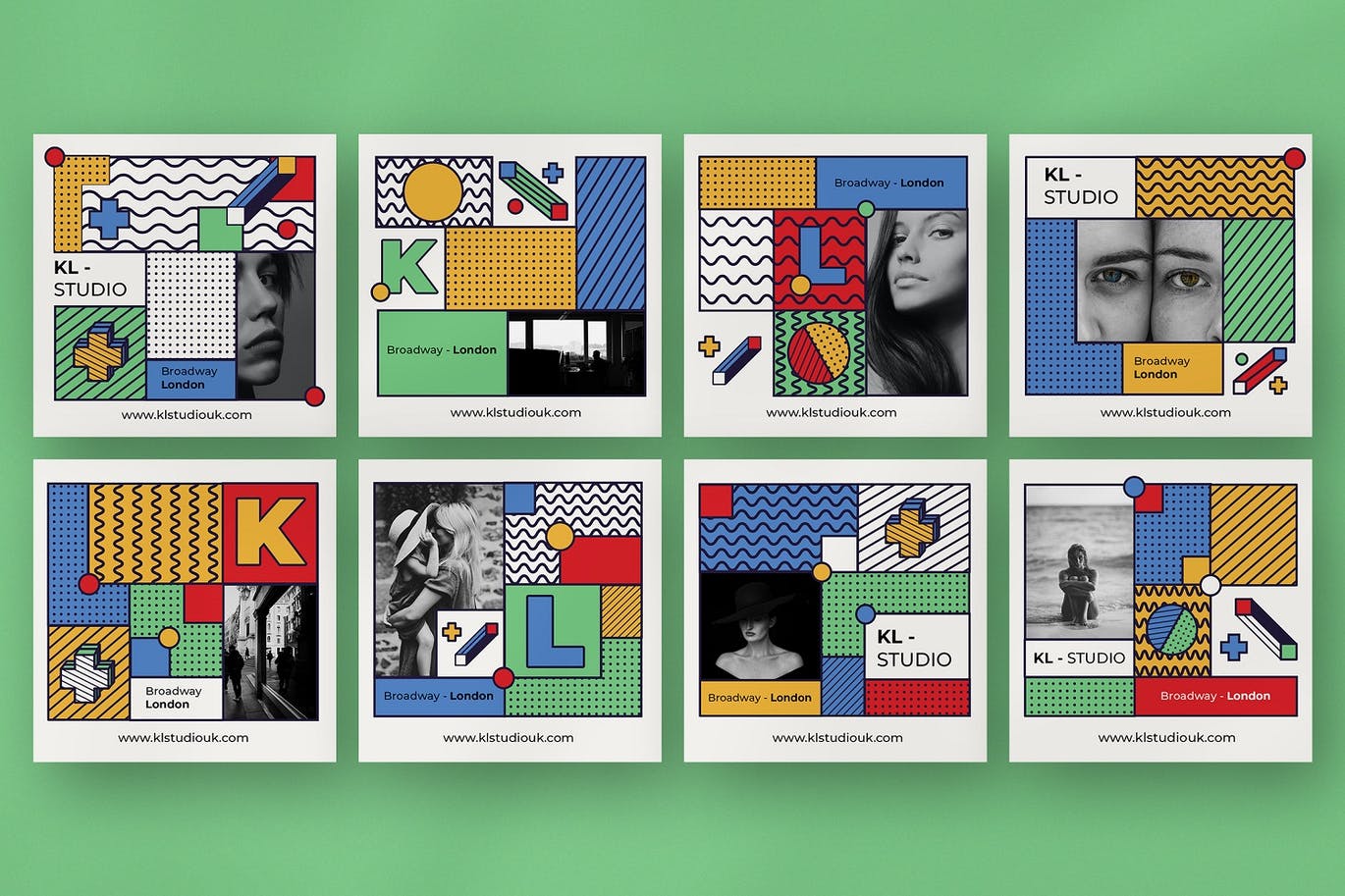 高端时尚波普艺术新孟菲斯风格海报设计PSD模板素材包