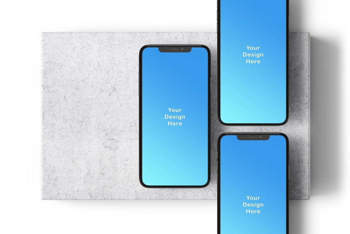 3个iPhone手机APP UI样机展示PSD模型素材