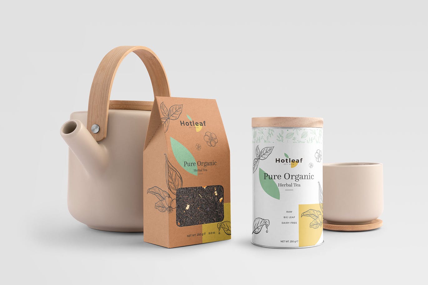 高端时尚茶馆茶楼茶叶包装VI设计样机模型PSD素材包Vol.2