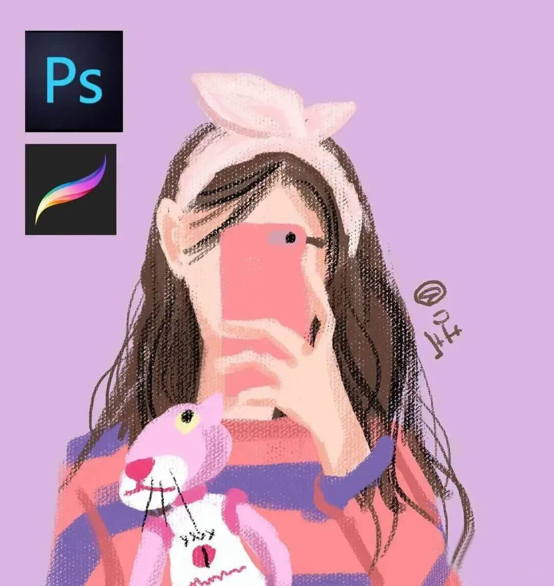 BEATRICE的插画风格太好看了,我们为你带来了她的作品集、噪点颗粒笔刷以及纹理背景