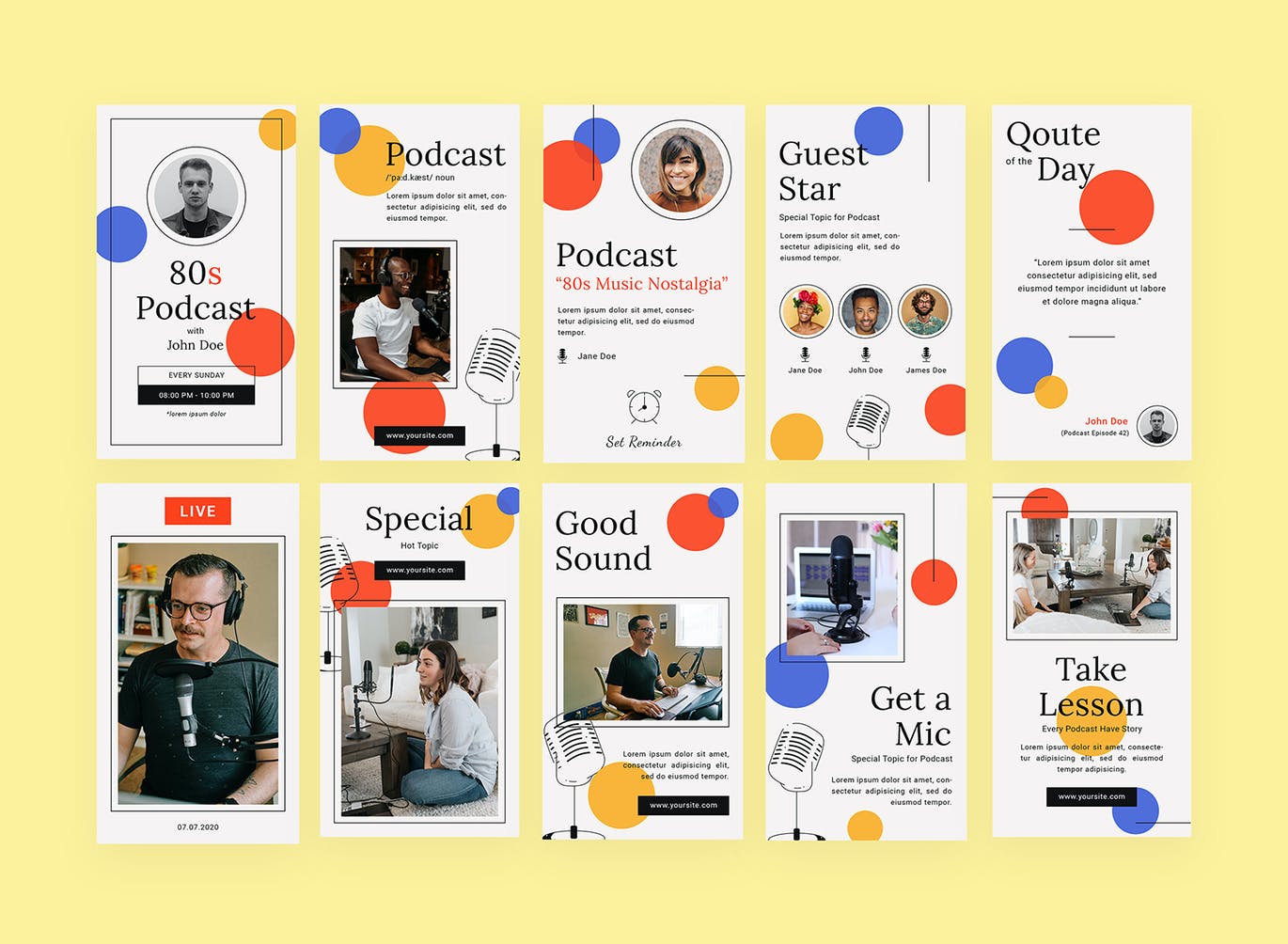 10个时尚高端新孟菲斯风格Ins社交banner海报素材包集合