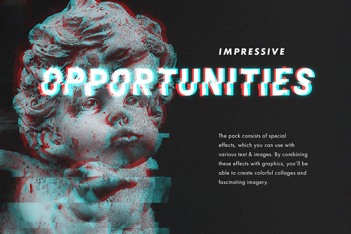 时尚高端抖音风格效果故障PSD图层叠加风格素材