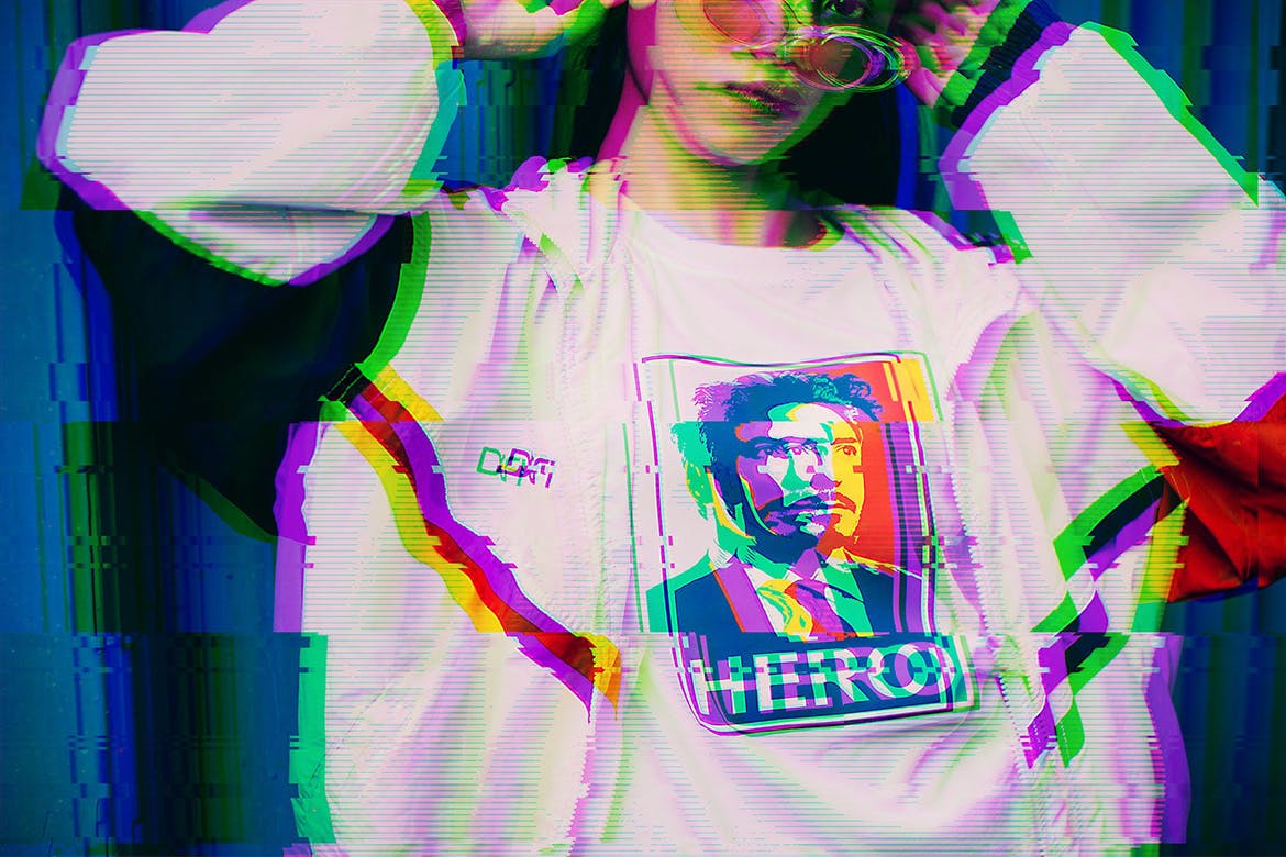 时尚高端抖音风格效果故障PSD图层叠加风格素材