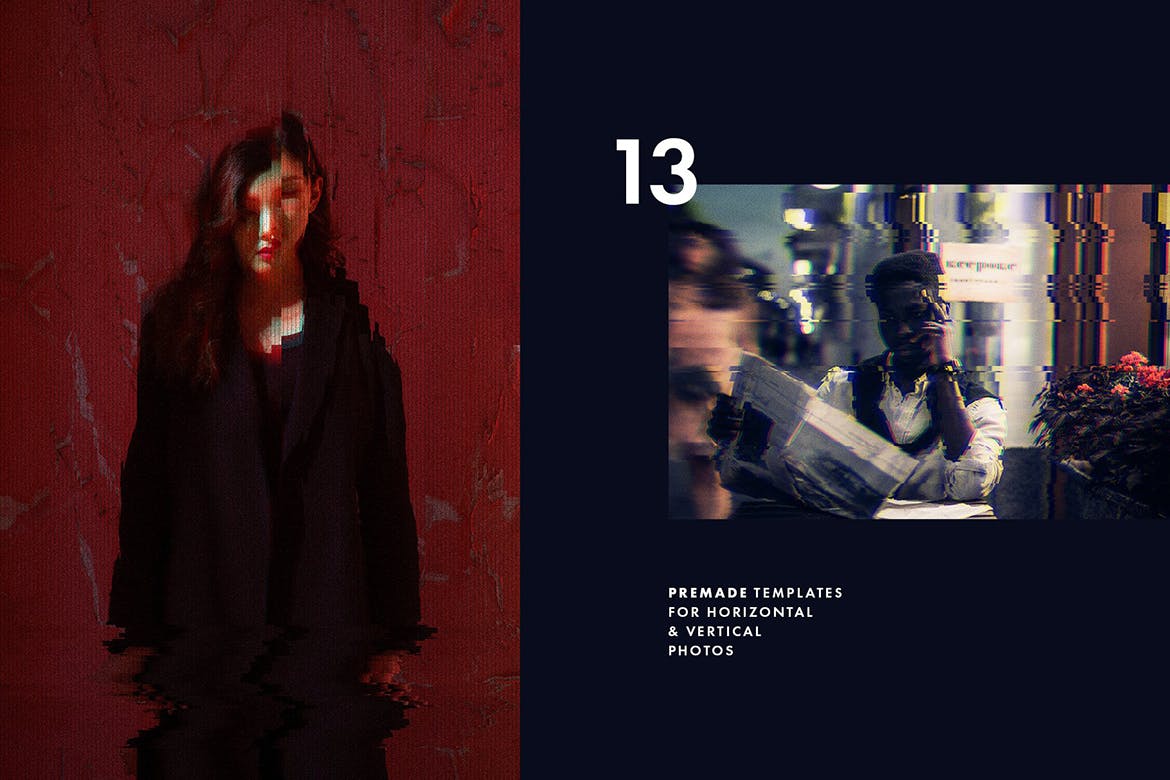 时尚高端抖音风格效果故障PSD图层叠加风格素材