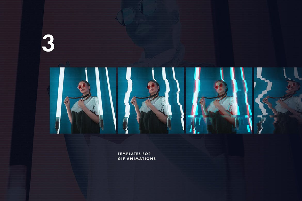 时尚高端抖音风格效果故障PSD图层叠加风格素材