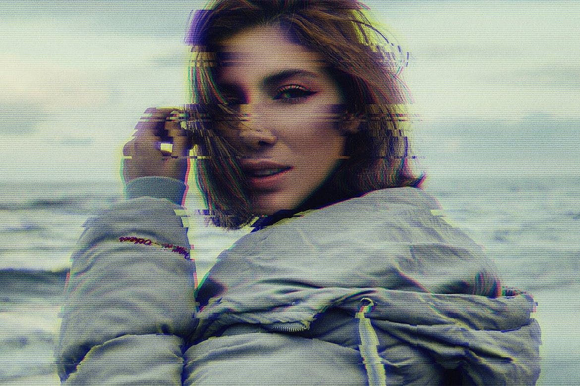 时尚高端抖音风格效果故障PSD图层叠加风格素材