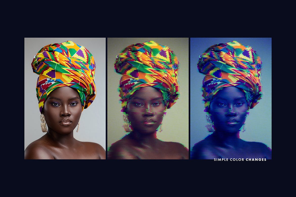 时尚高端抖音风格效果故障PSD图层叠加风格素材