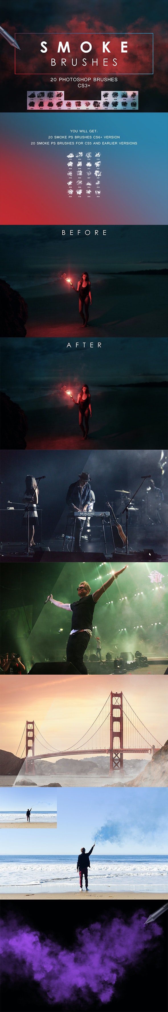 20个逼真烟雾效果PS笔刷工具下载