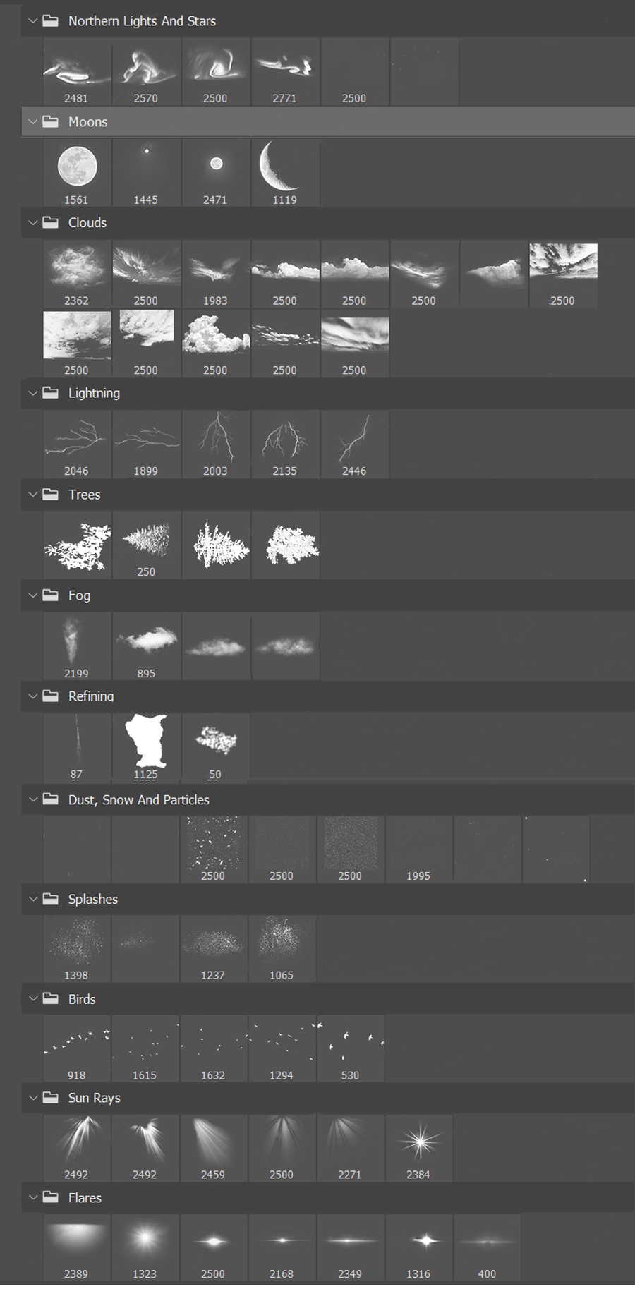 60个PS笔刷一键安装套装，刷天，刷云，刷月亮，万物都能刷出来
