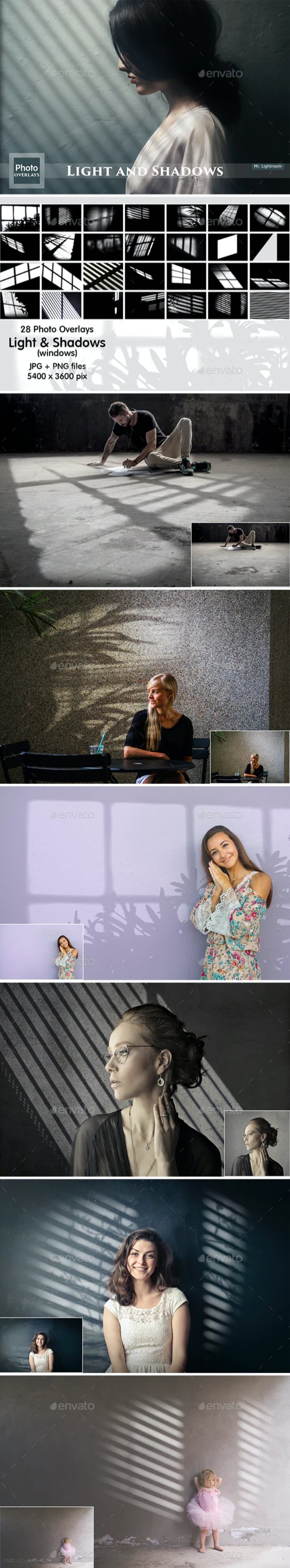 28个光线光影和阴影效果照片叠层背景素材