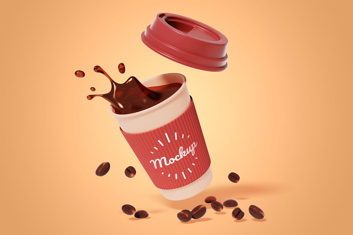 外卖咖啡速食品牌包装VI样机PSD素材