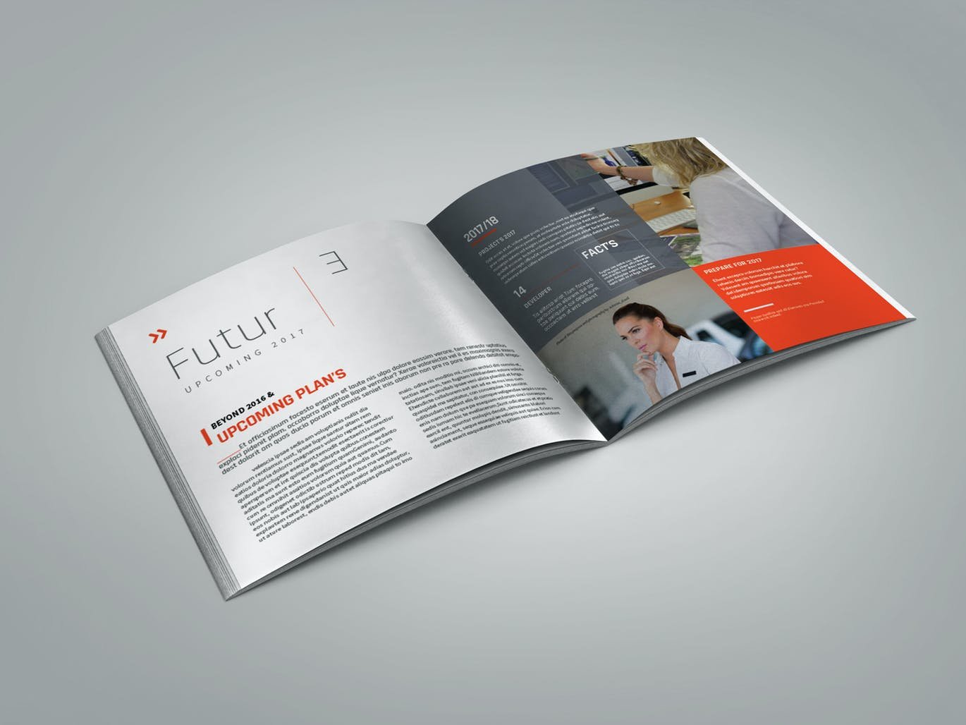 经典黑红色方形企业宣传册/公司简介手册设计素材