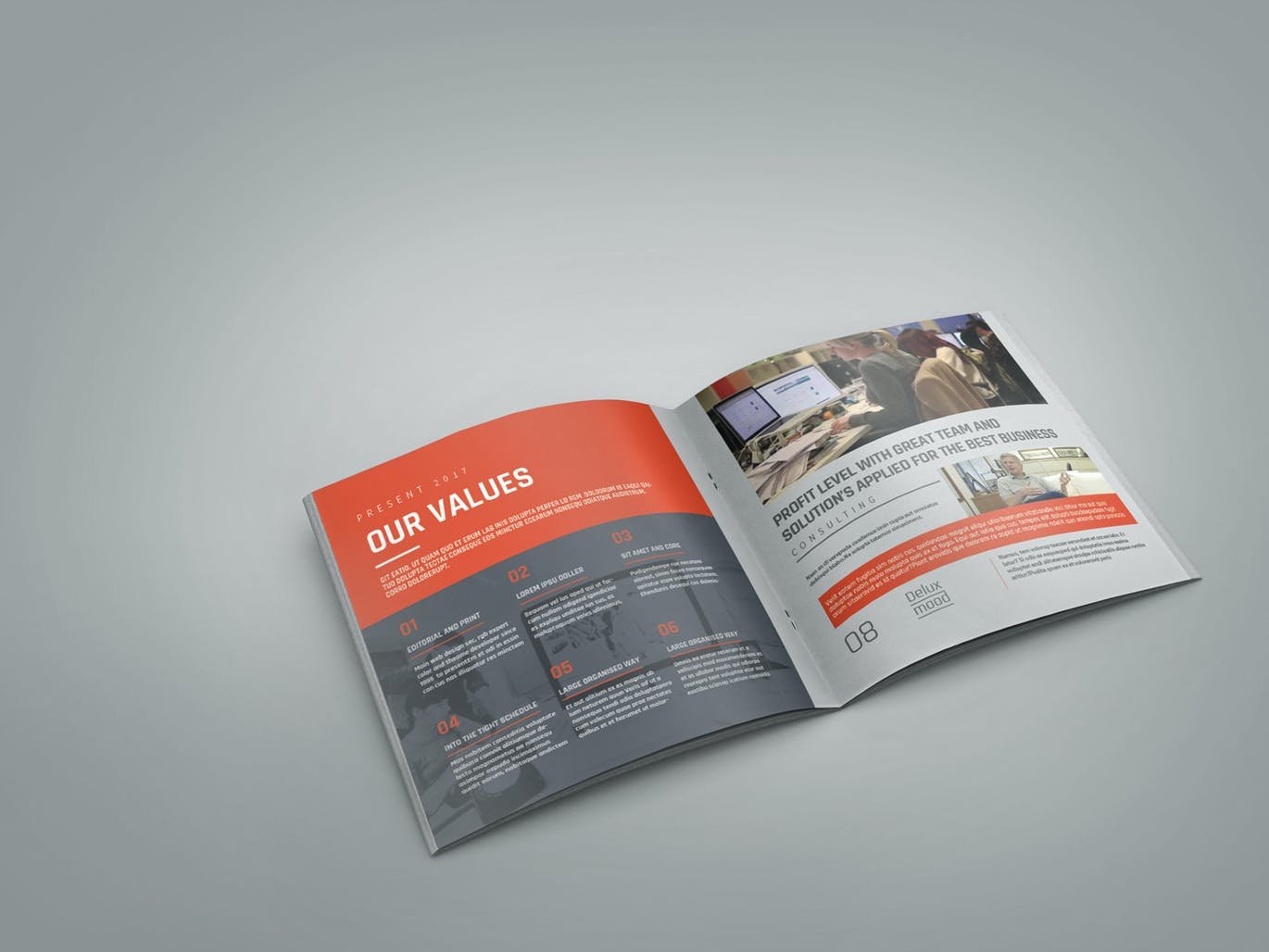 经典黑红色方形企业宣传册/公司简介手册设计素材