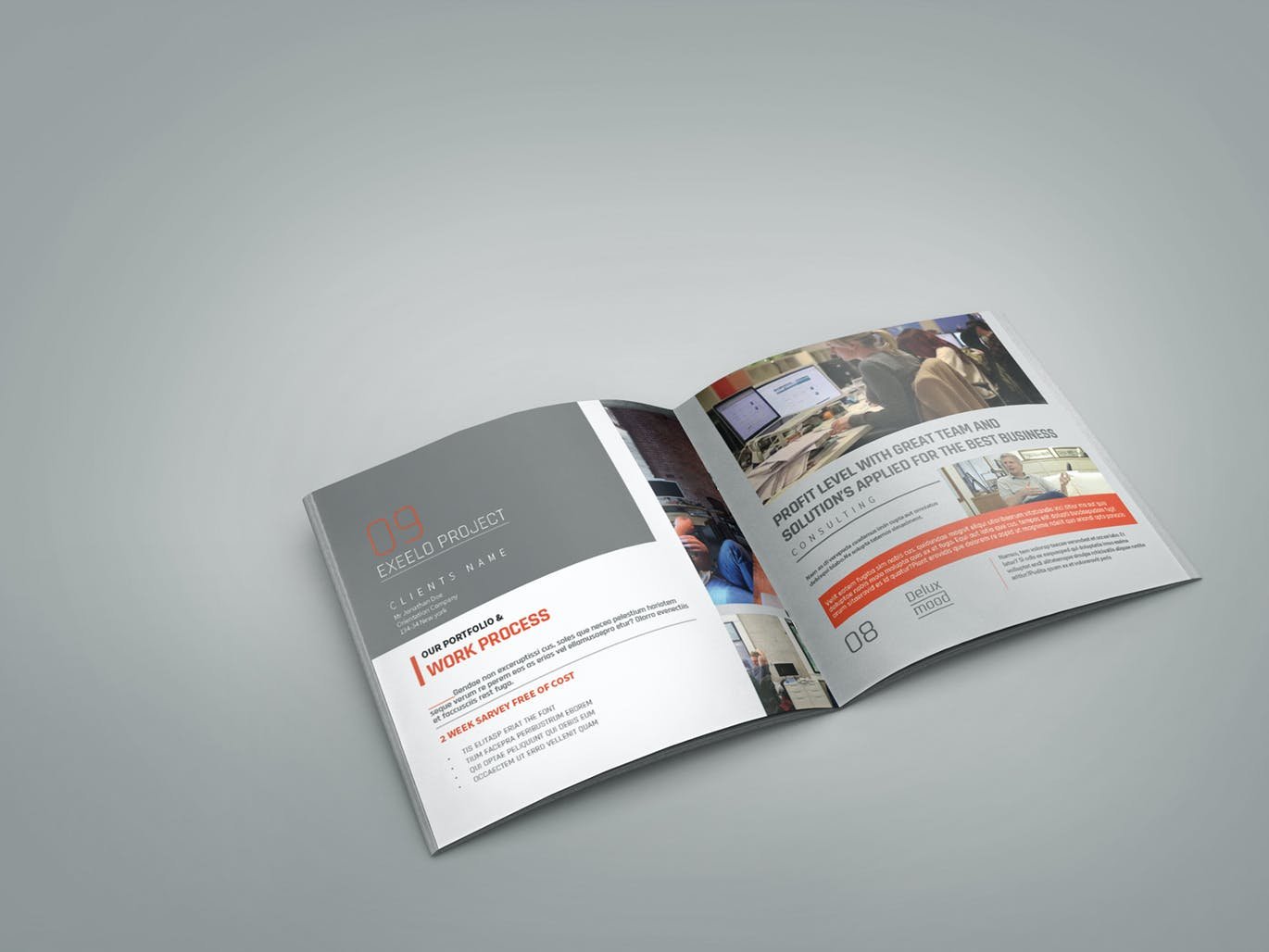 经典黑红色方形企业宣传册/公司简介手册设计素材