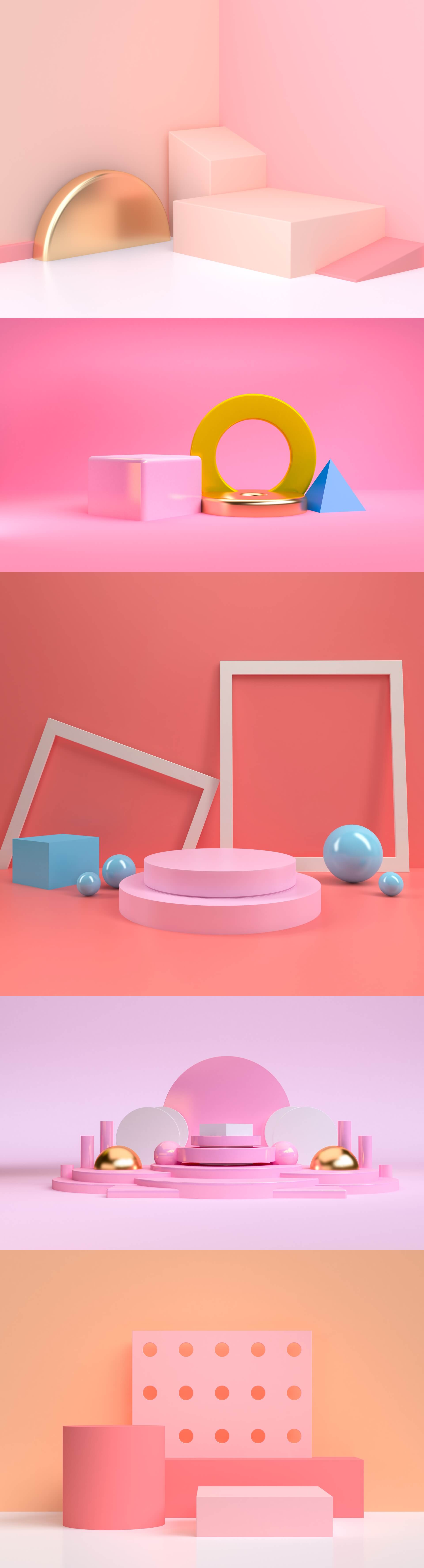 42个3D立体几何图形场景高清大图素材