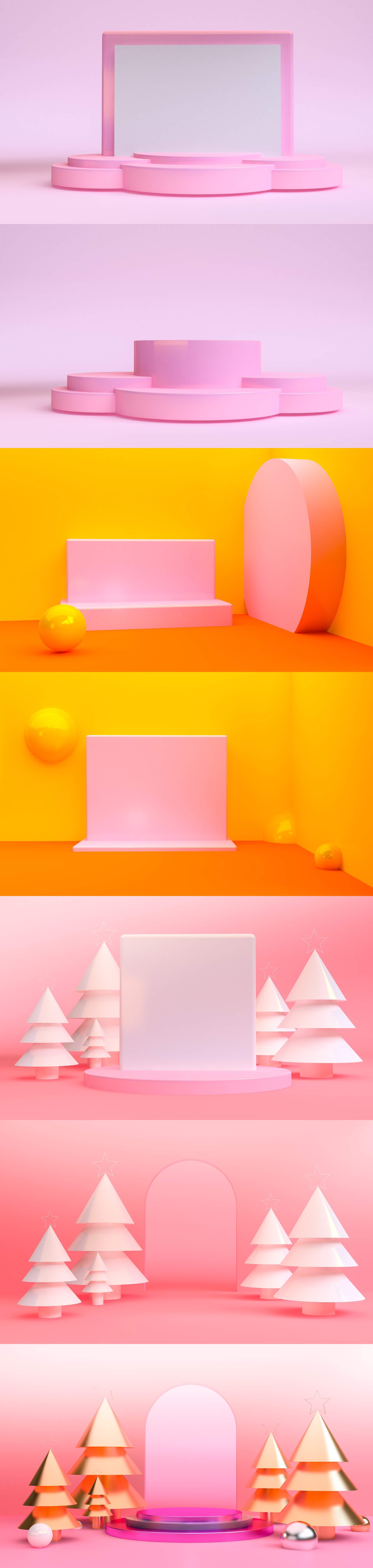 42个3D立体几何图形场景高清大图素材