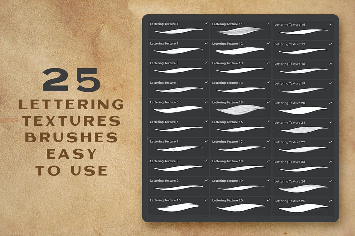 25个科塔毛笔刻字Procreate画笔笔刷下载